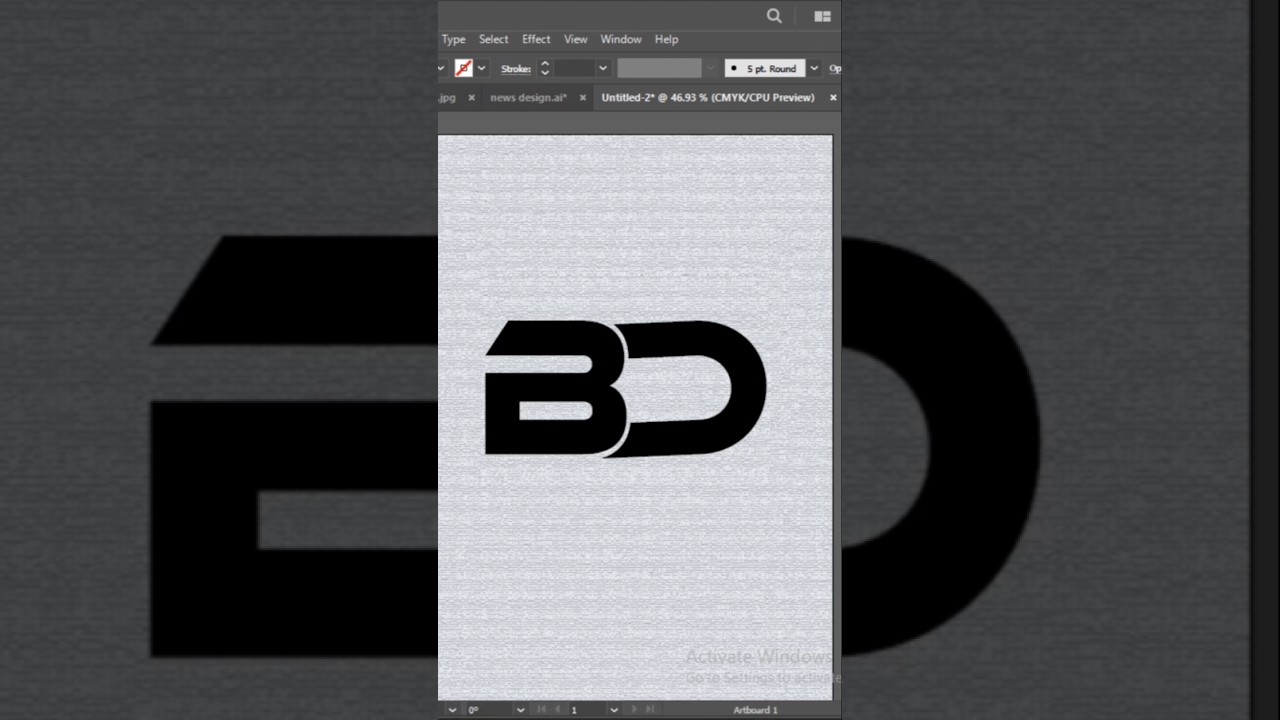 Designing a Bold and Dynamic BD logo design in Adobe illustrator 