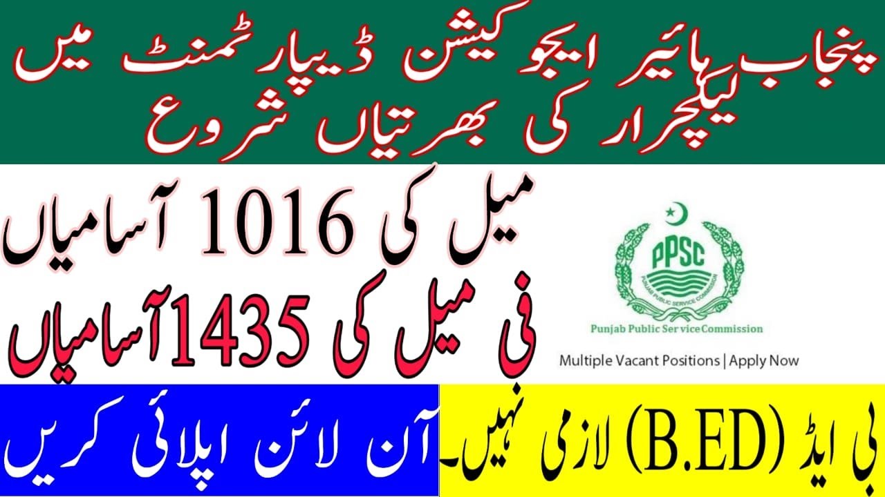 PPSC Lecturer Latest Jobs 2020 Jobs Consort YouTube