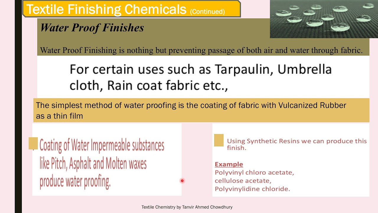 Textile Chemistry_L15 Textile Finishing with Waterproof & Repellent