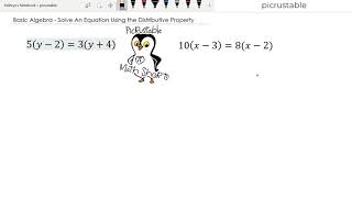 Basic Algebra - Solve an Equation Using the Distributive Property - Multi-Step Equation