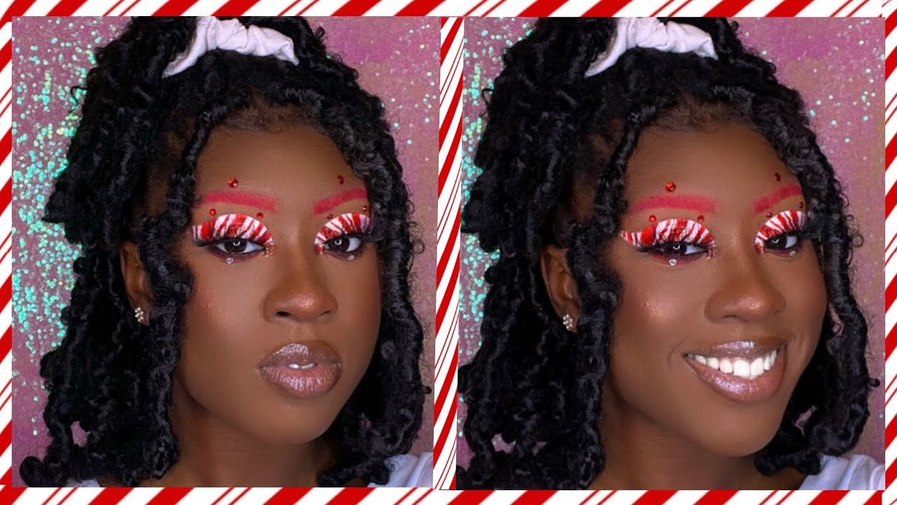 Christmas Candy Cane Makeup Tutorial w/ Colored eyebrows using the Exotic Pop Palette | Just Liv