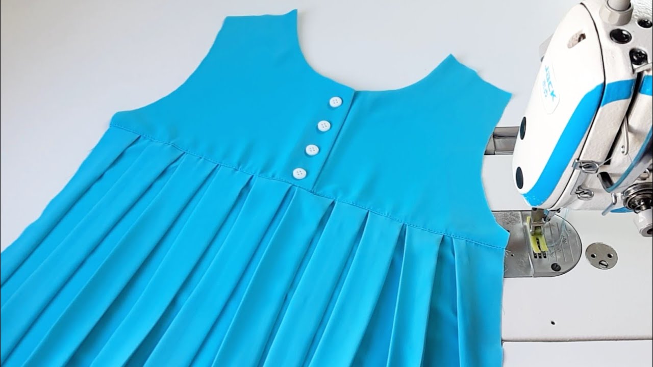 How to sew neckline on dress easy and simple with pintucks YouTube