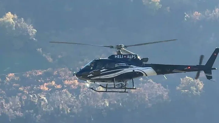 Eurocopter H125 Ecureuil AS350B3+ HB-ZIJ HeliAlps landing Sion airport Valais Switzerland 08.11.2025