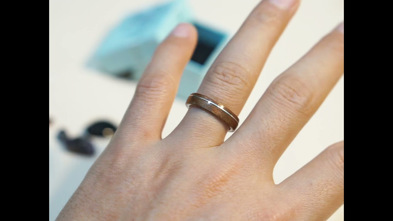 Sapele bentwood ring with Silver inlay. Handmade Silver ring. Handcrafted wood ring with Silver core