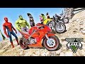 Homem Aranha e Heróis com MOTOS na MEGA RAMPA Mapa Novo GTA V Mods - IR GAMES