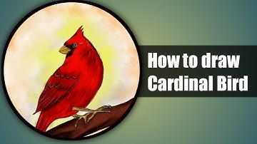 How to Draw Cardinal Bird || Bird Drawing || J A ARTS || step  by step tutorial