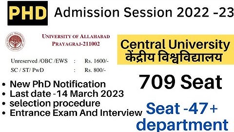 Allahabad Central University PhD admission 2023 New PhD Notification in Allahabad University #phd