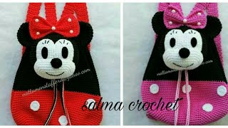 كروشيه شنطة مدرسة (ميكي او ميني)خطو ة بخطوة (1)Crochet school bag (Mickey or Mini) is very easy