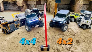 RC JEEP MUD Off Road Test 4x2 vs 4x4 winch one better in off-roading Rc cars