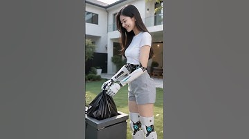 Beautiful humanoid robot household assistant throws out trash #humanoidrobot #ai