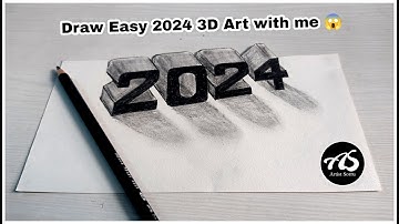 Learn How to Draw 2024 in 3D drawing - easy step-by-step for beginners 💯 #viral #trending #2024 #art