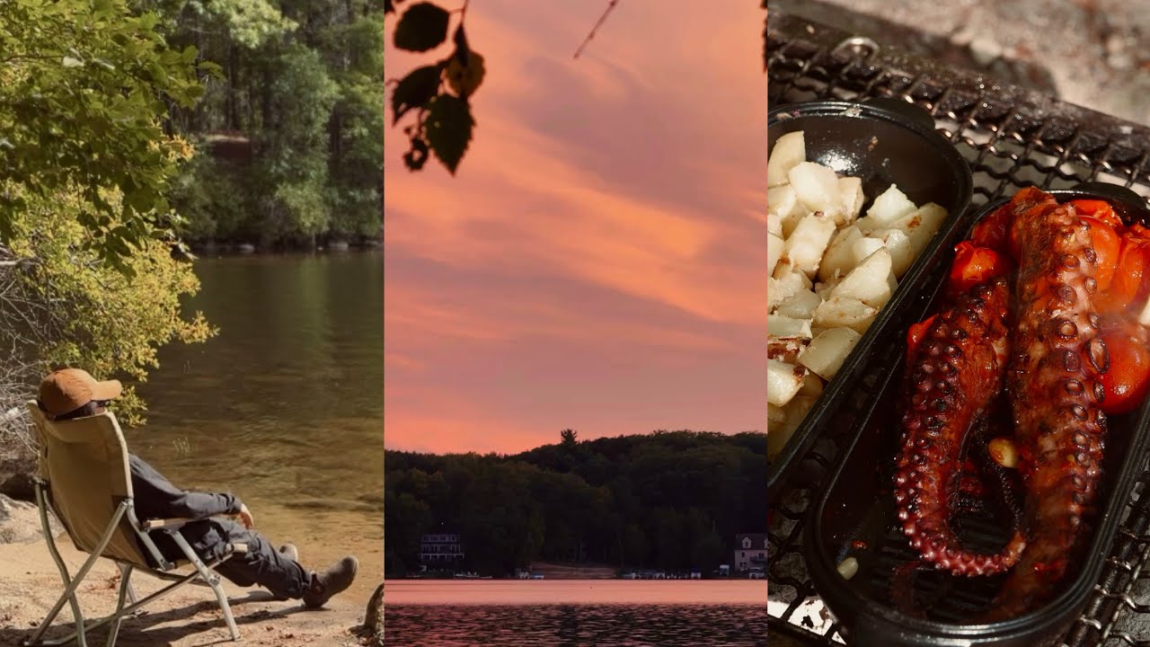 Lake front camp cooking | Spanish grilled octopus