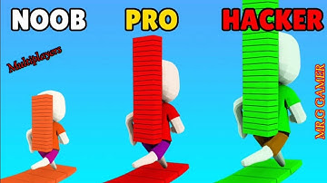 Bridge Race : Noob Vs Hacker 🤔 All Levels Gameplay,( Android,ios ) ( Level  9 - 12 )..🔥🔥🙂👈👆