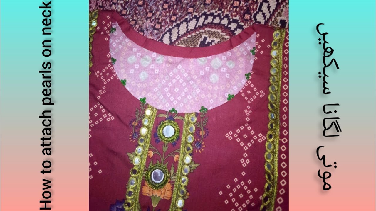 How to Attach Pearls on Neck // How to Attach Beads // Moti lgany ka