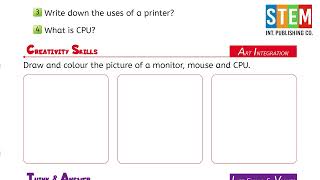 Computer Class 1 | Chapter 2: Parts of a Computer | Exercise