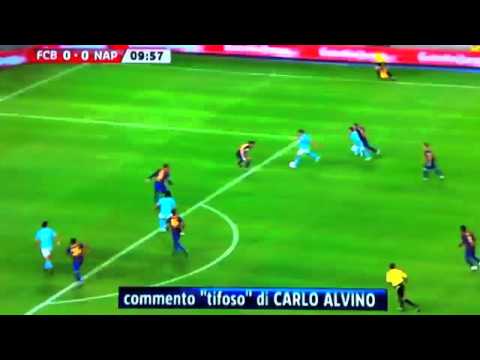 La rovesciata di Cavani col commento di Carlo Alvino in Barcellona - Napoli
