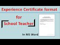 How to make experience certificate for school teacher | To whom it may be concern