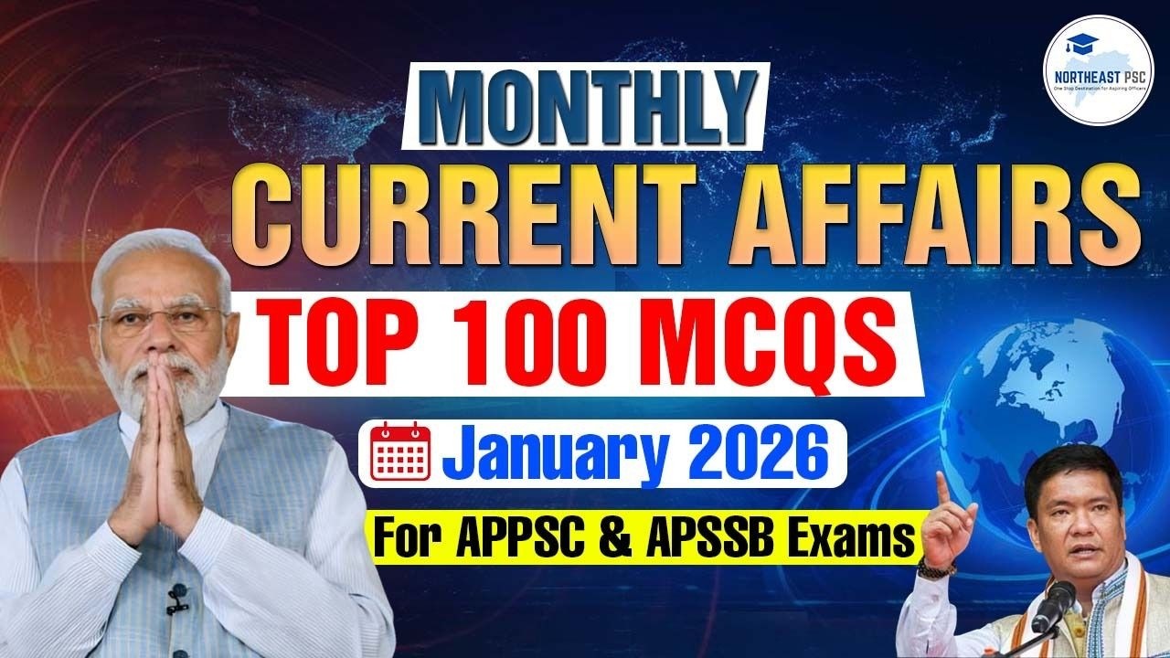 January 2026 Current Affairs P1 I Top 100 MCQs #appsc #apssb - YouTube