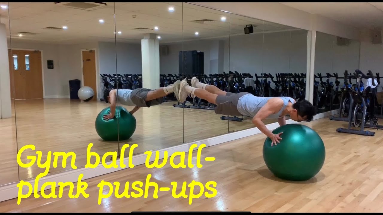 Wall plank push-ups on SWISS gym stability ball 😃 Press ups - CORE ...