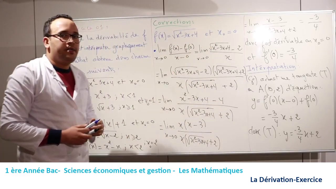 Dérivation ( Exercice 1 : Dérivabilité en un point - Intérprétation graphique )