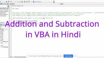 Addition and subtraction using VBA in Hindi