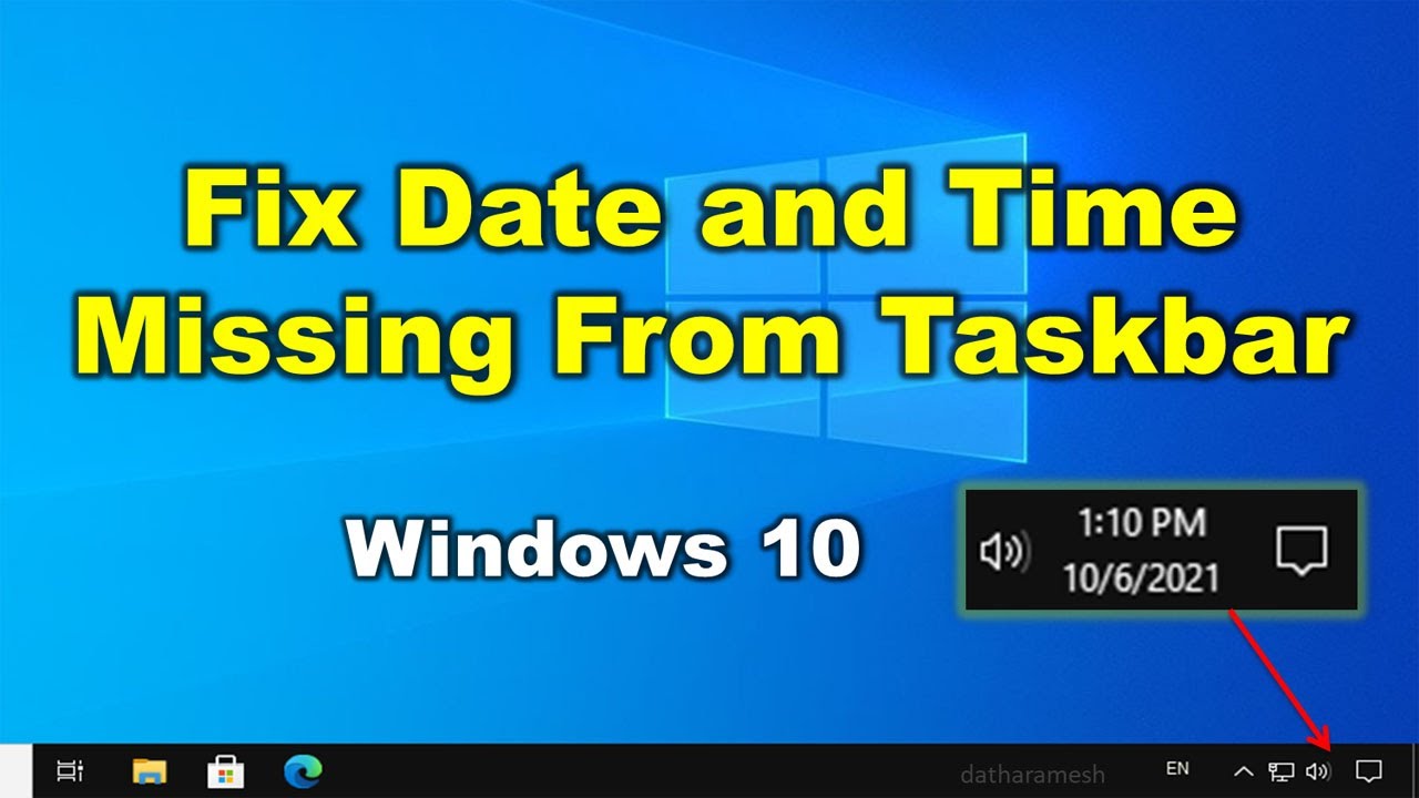 windows 10 date and time missing