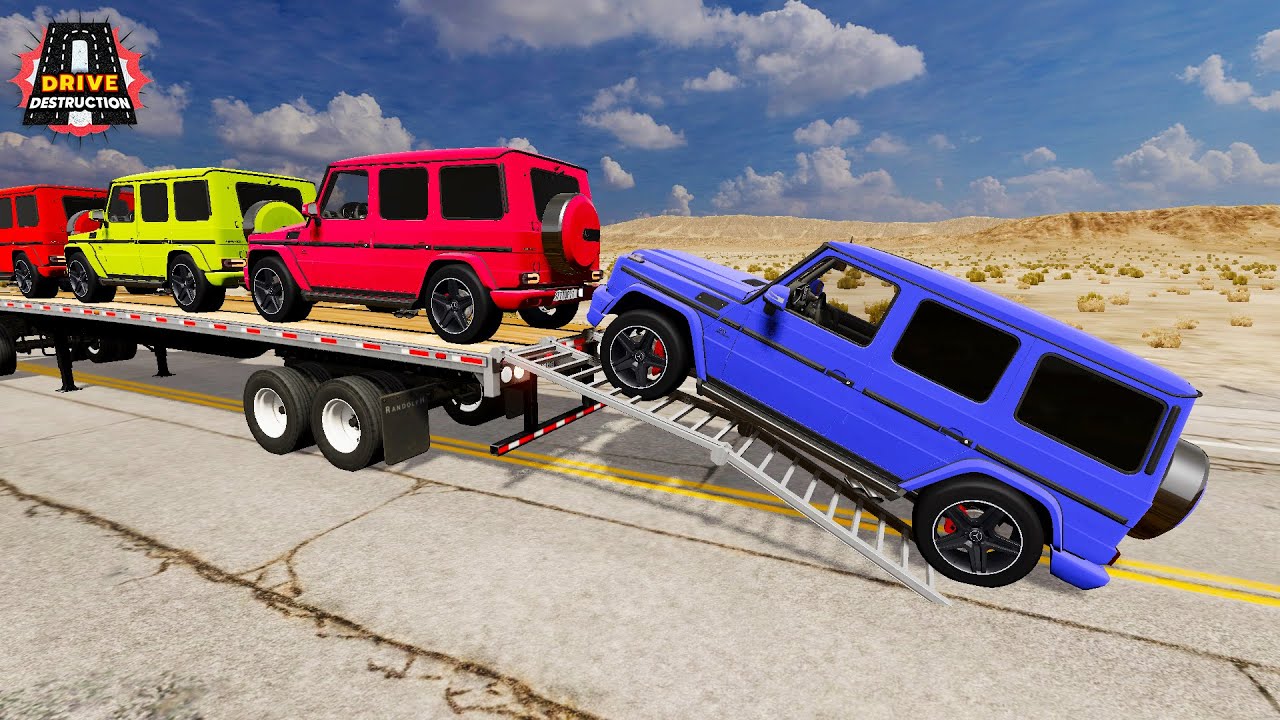 Flatbed Truck Mcqueen | Transportation with Truck - Pothole vs Car #40 - BeamNG Drive