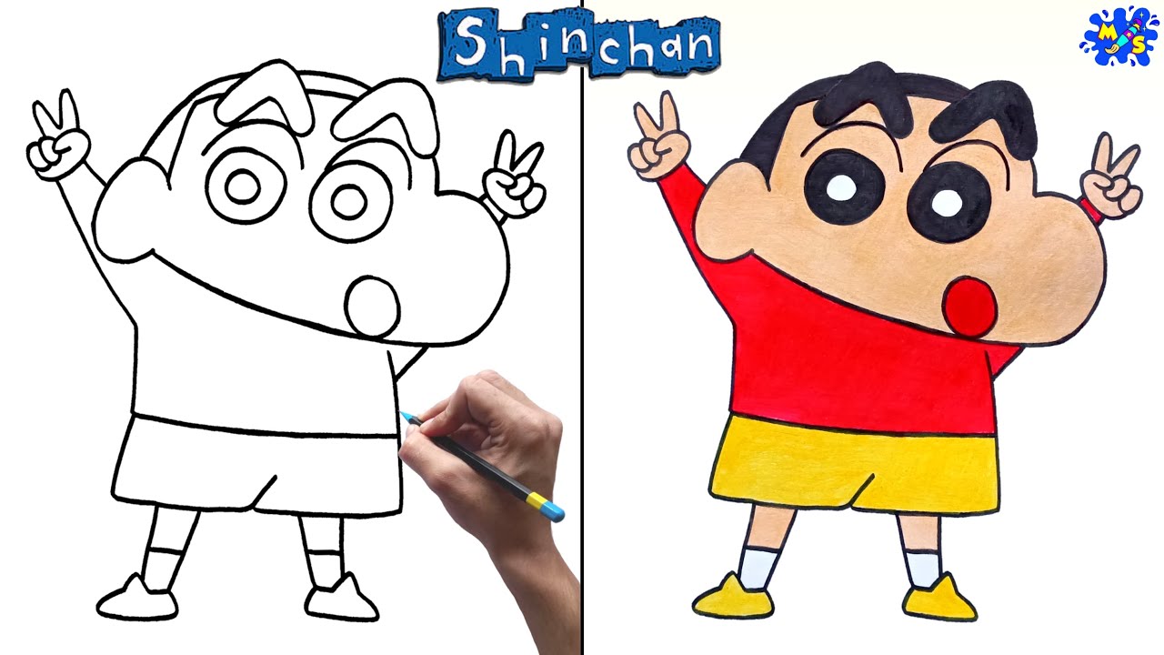 How to draw shin-chan from number 0 | Easy Shin-chan drawing for beginners  | Number drawing - YouTube