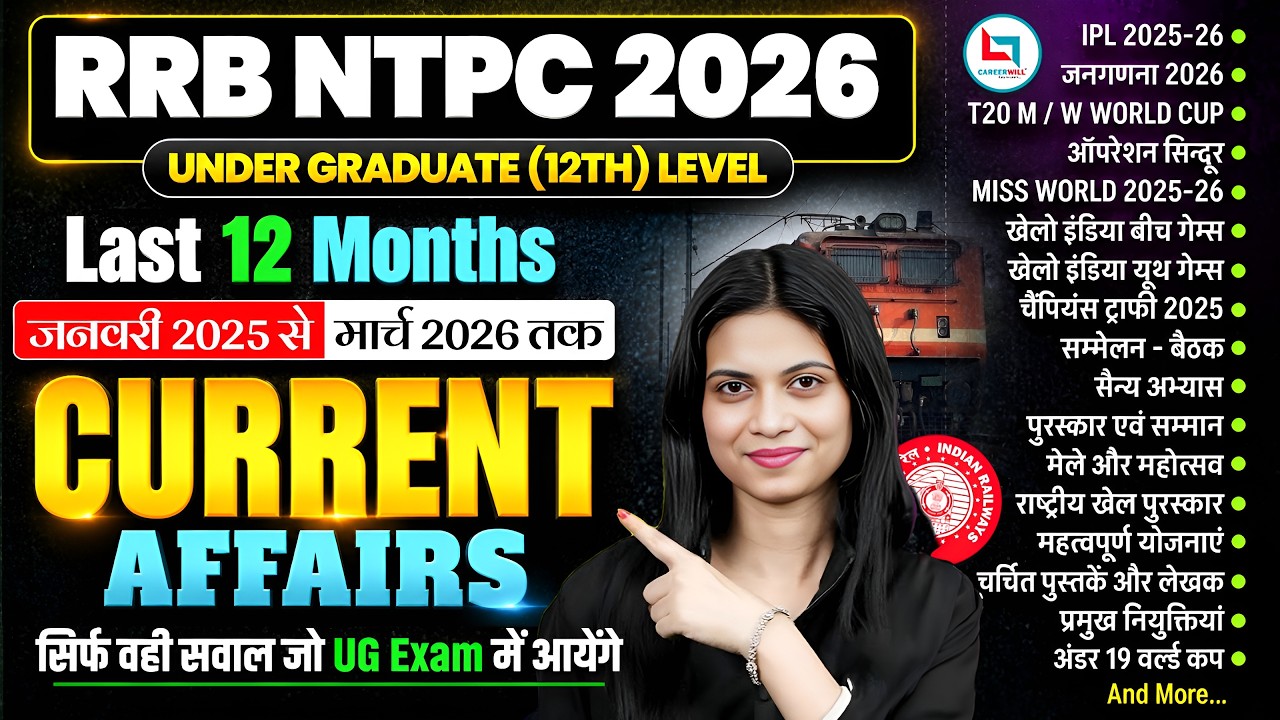 RRB NTPC Current Affairs 2026 | RRB NTPC Last 12 Month Current Affairs ...