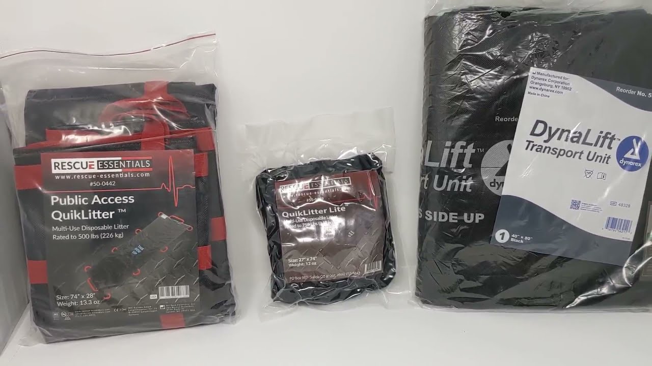 Quiklitter Lite, Public Access Quiklitter, and Dynalift portable stretcher litter Overview.