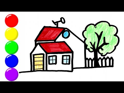 How To Draw House | рисунок домика для детей | Bolalar uchun rasm uyi ...