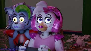 Gaming With Cassie, Roxanne Wolf (Me) And Glamrock Chica (My Bestie) [FNAF SB RUIN/Blender]