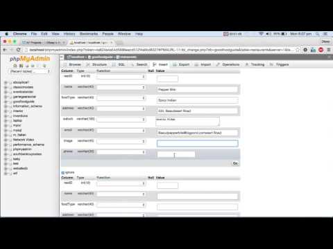 Entering data into the database