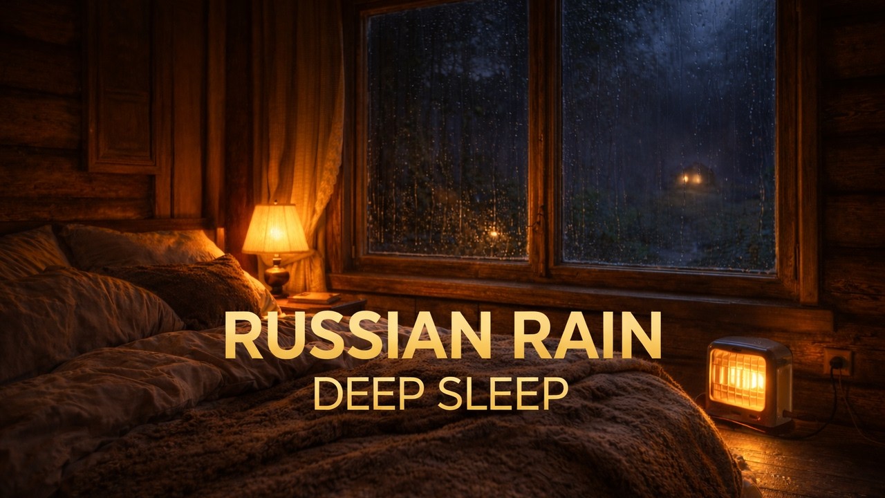 Russian Rain Night 💤 Deep Sleep with Cozy Cabin Rain Sounds 💤