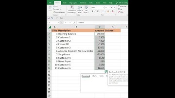 How to Calculate Running total using Quick Analysis tool #shorts