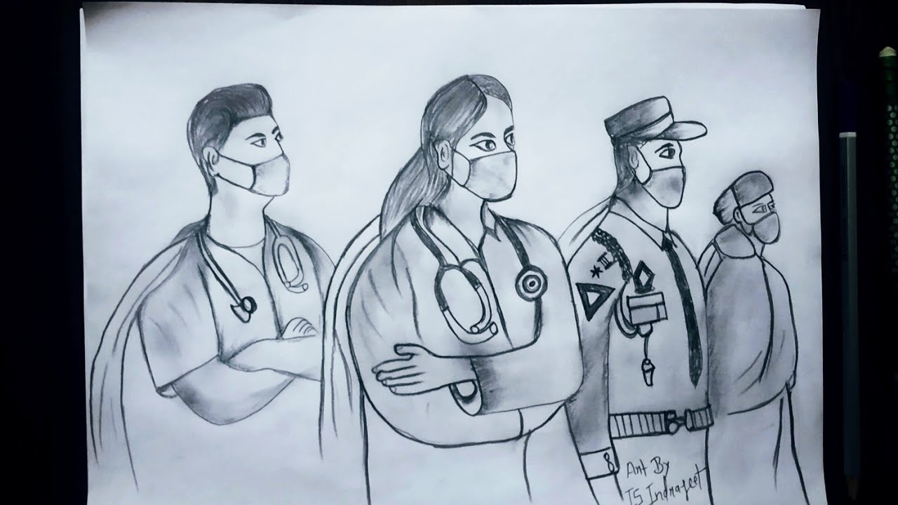 Corona warriors drawing with pencil || Coronavirus Drawing