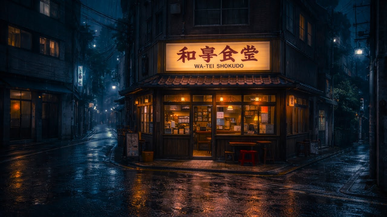 Rainy Japanese Street at Night ☔ Cozy Lo-Fi Beats for Study, Sleep & Relax | 4K