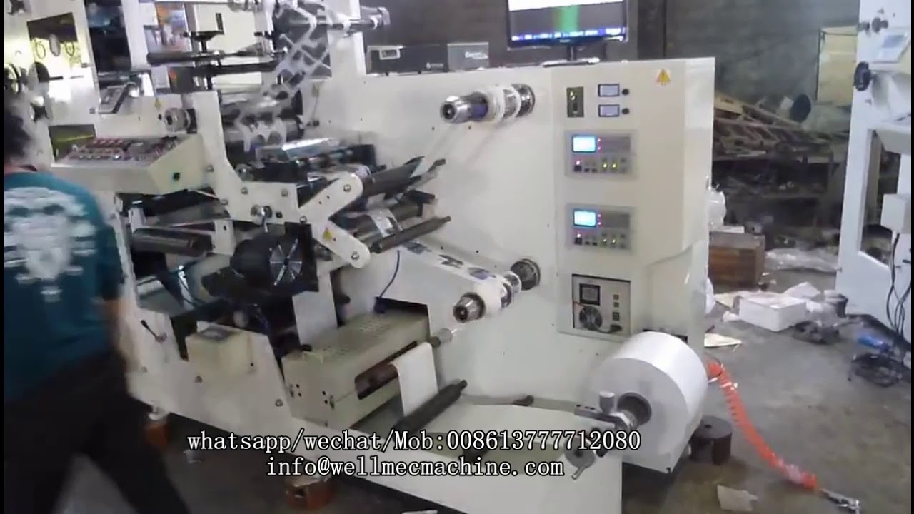 RY320 Adhesive Sticker Label flexo printing machine with rotary die cut ...