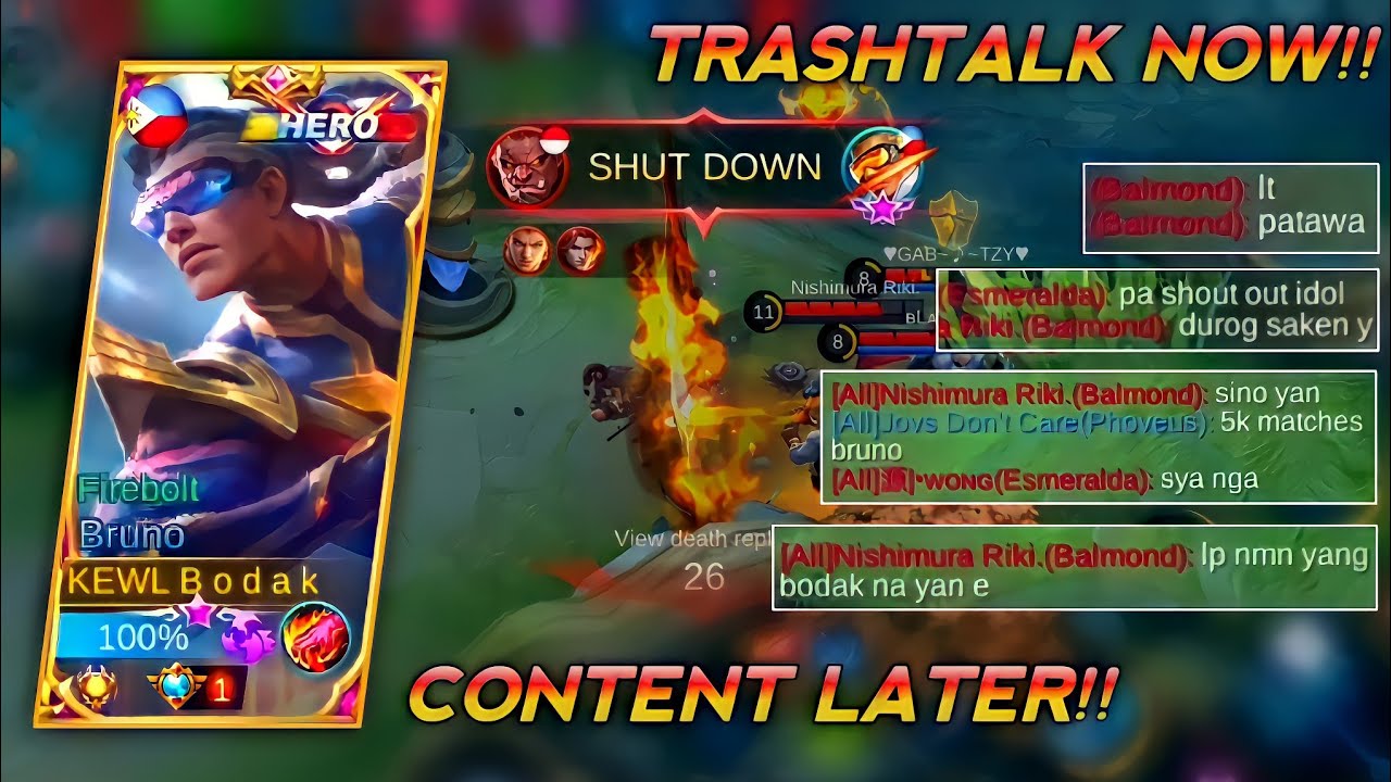 TRASHTALK NOW!! CONTENT LATER | TOP GLOBAL BRUNO BEST BUILD 2021 - MARKSMAN JUNGLE META