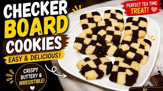 “Amazing Checker Board Cookies Recipe 😍 | 2 Color Biscuits Easy at Home | Crispy & Beautiful Cookies