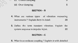 Mdu BTech Me 7th Sem Mechanical Vibration Question Paper