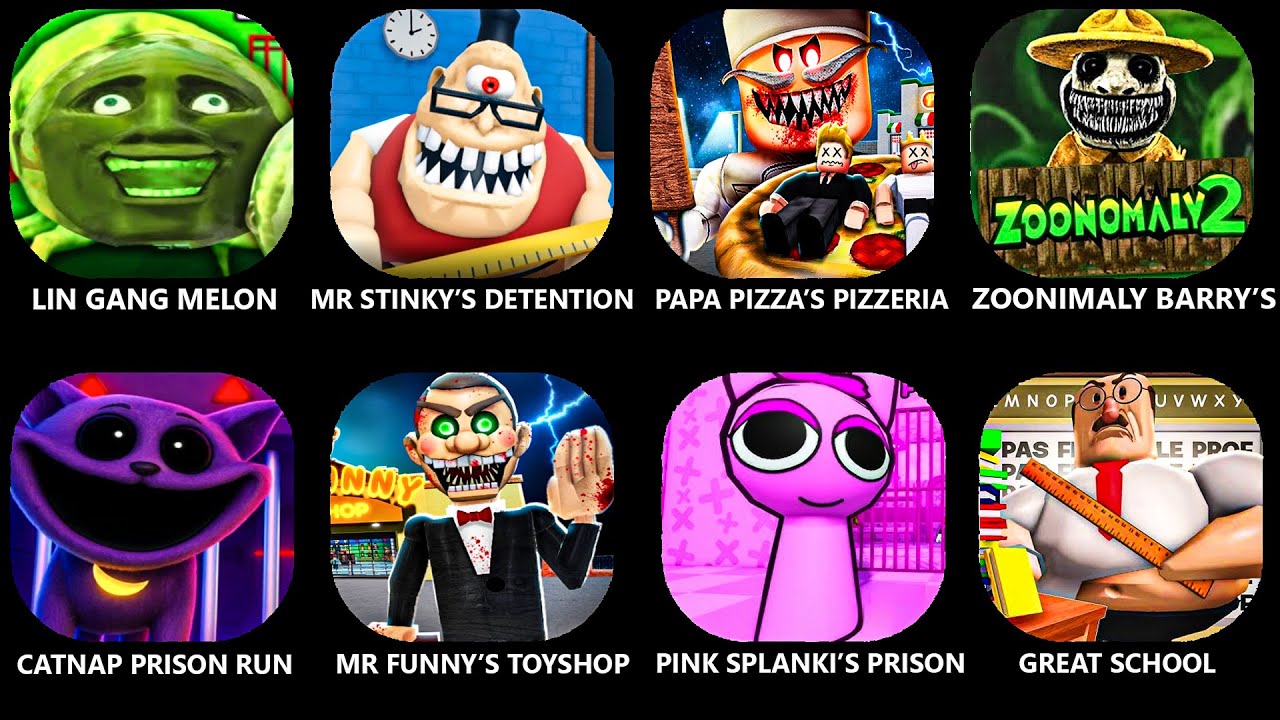 PAPA PIZZA’S ICE PIZZERIA.MR YUMMY’S SNOW BURGER SHOP.MR STINKY’S WINTER RUN.BARRY’S FROZEN JAIL!