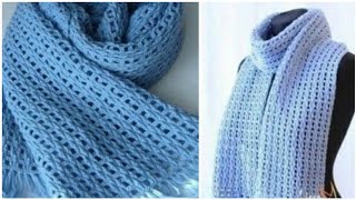 كروشية غرزة شال مستطيل مميز وبسيط    Easy crochet scarf ♥️