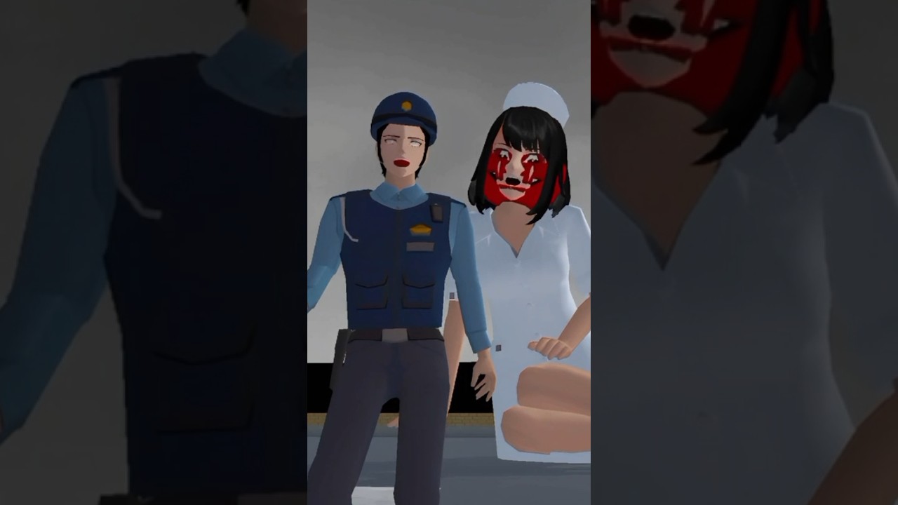 Police pass in front of spooky nurse ghost 
