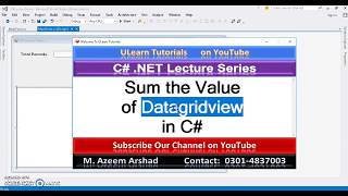 Sum the Value of Datagridview in C#