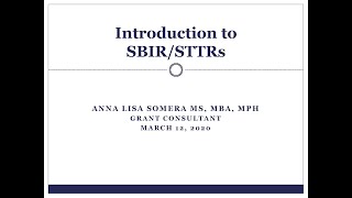 Intro to SBIR/STTRs with Anna Lisa Somera | Mar. 12, 2020 | UIC HTI