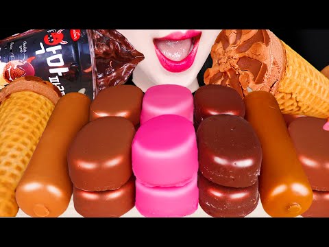 ASMR PINK ICE CREAM CHOCOLATE ICE CREAM 핑크 초콜릿 아이스크림 먹방 EATING SOUNDS