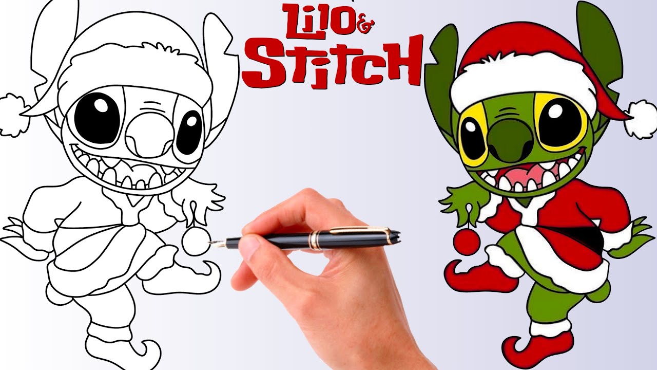 Comment Dessiner STITCH de Noël | DESSIN DISNEY SUPER FACILE - YouTube