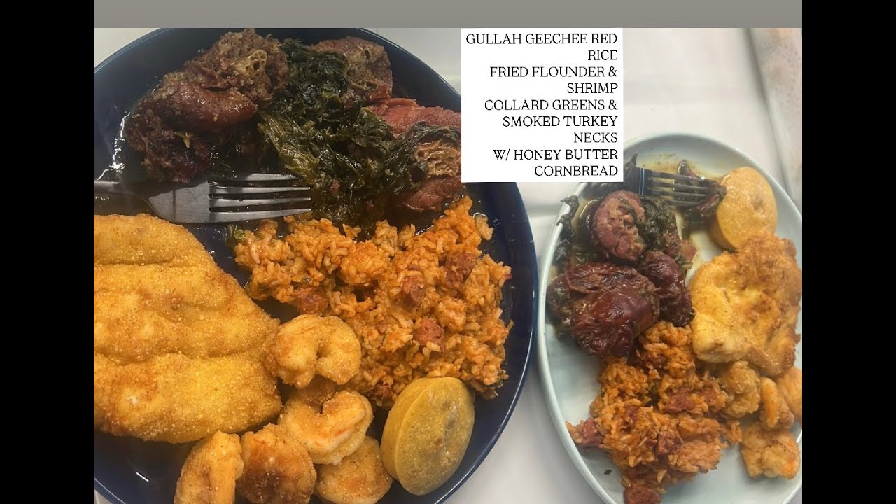 Gullah Geechee Red Rice with Sausage, Smoky Collard Greens, and Fried ...