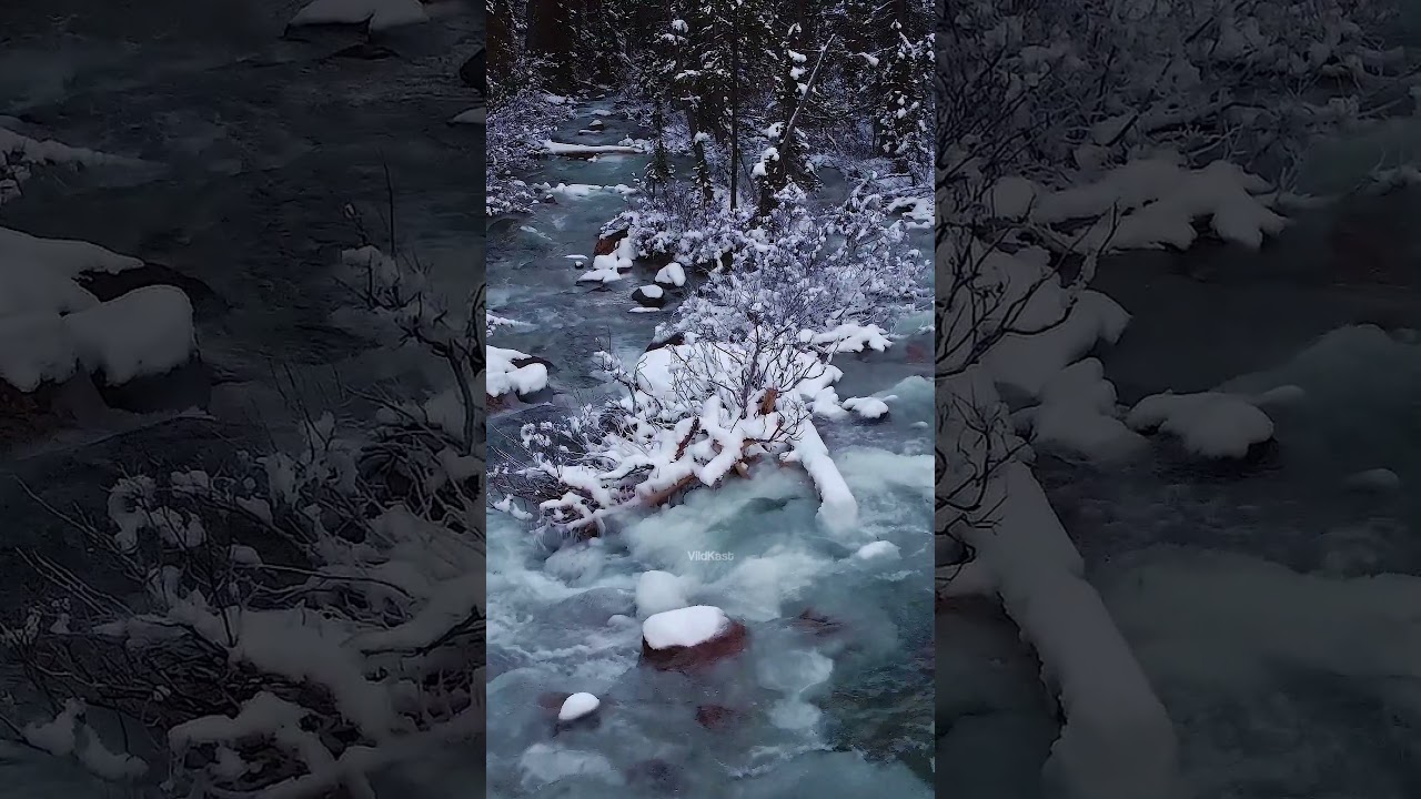 Creek with snow followed downstream 